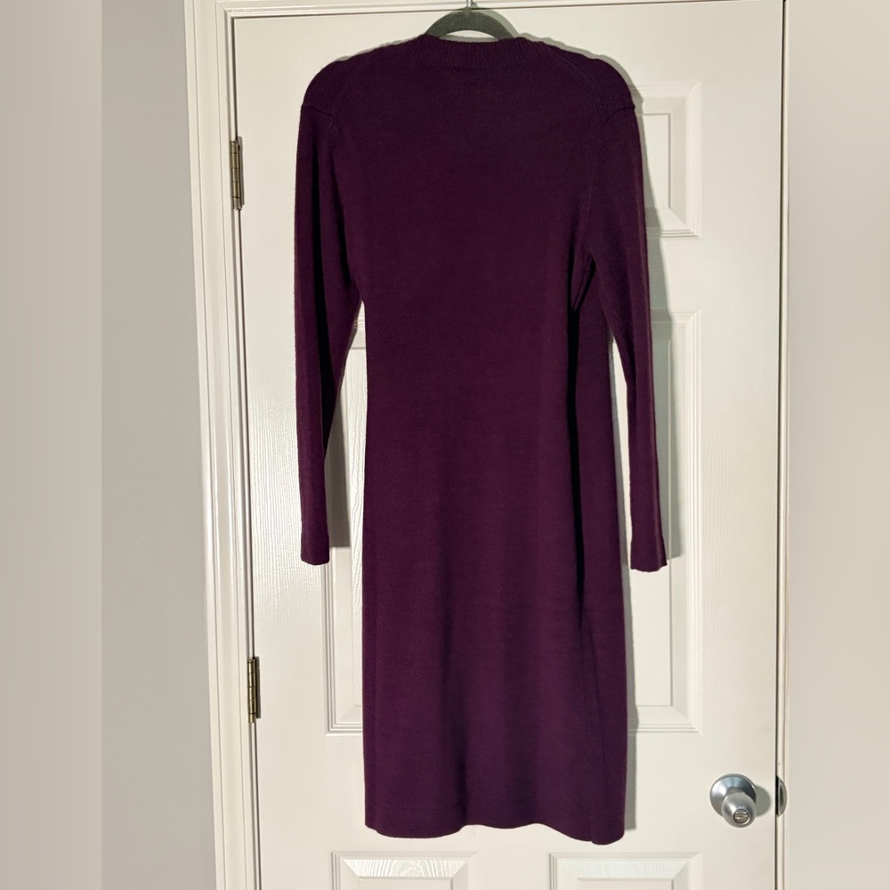 Banana Republic Deep Purple Long Sleeve Wrap Sweater Dress - Picture 3 of 3